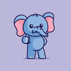 Cute elephant thumbs up simple cartoon vector illustration animal nature icon