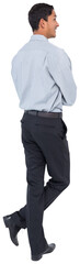 Digital png photo of back view of happy asian businessman on transparent background