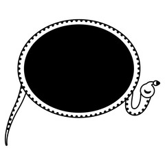 Sun disk inside snake ring. Ancient Egyptian sacred symbol. Eye of god Re or Ra. Black and white silhouette.