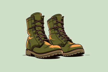 Hand-drawn cartoon Combat boots flat art Illustrations in minimalist vector style - obrazy, fototapety, plakaty