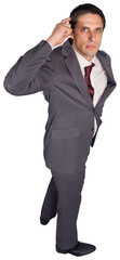 Digital png photo of thinking caucasian businessman scratching head on transparent background