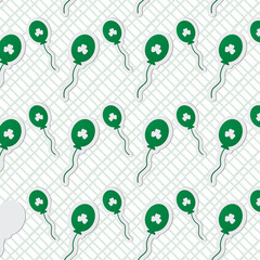 Digital png illustration of green shamrock and balloons on transparent background