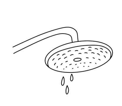 recommend clip art: Shower with water drops outline doodle icon