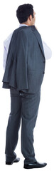 Digital png photo of back view of hispanic businessman on transparent background