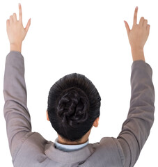 Digital png photo of back view of asian businesswoman's high section on transparent background
