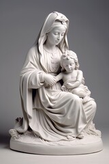 Statue of the Orthodox Virgin Mary with the Child AI