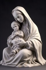 Fototapeta na wymiar Statue of the Orthodox Virgin Mary with the Child AI