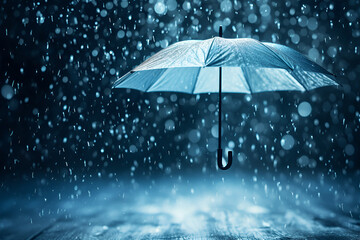blue umbrella in the rain