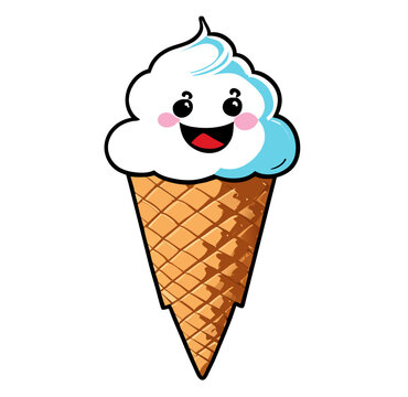 Cute ice cream shapes for icons and as illustrations in coloring books.