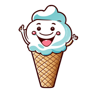 Cute ice cream shapes for icons and as illustrations in coloring books.