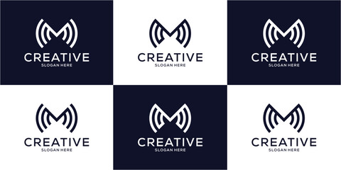 Collection of m letter logo design templates.