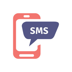 SMS Service Optimization Flat Colorful Icon Isolate On White Background Vector Illustration