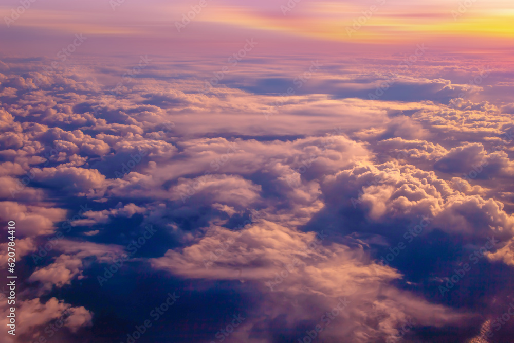 Wall mural abstract clouds background and texture, clouds and sky from airplane window view,