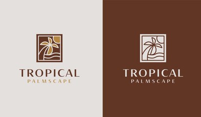 Palm Tree Summer Tropical Logo. Universal creative premium symbol. Vector sign icon logo template. Vector illustration