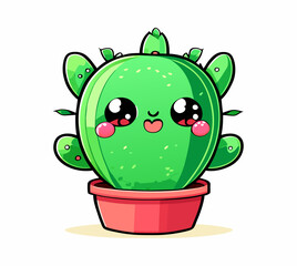 Cute shaped cactus for icons and as an illustration in a coloring book.