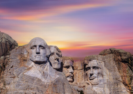 Mount Rushmore National Monument in the Black Hills of South Dakota, USA .