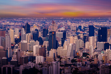 Aerial view of Downtown skyline Bangkok, 