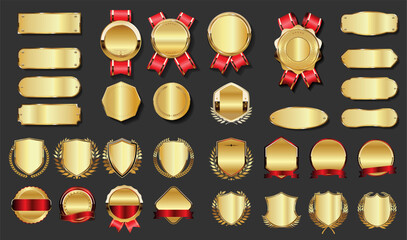 Golden empty labels retro vintage design vector collection 