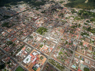 Antigua Cityscape. Spanish Baroque Style Town in Guatemala