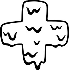 Happy Halloween Melted Dripping Symbol Plus Cross Shape