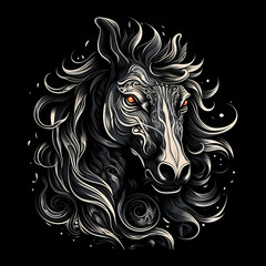 Horse Centaur Head fire Candles dark art illustration