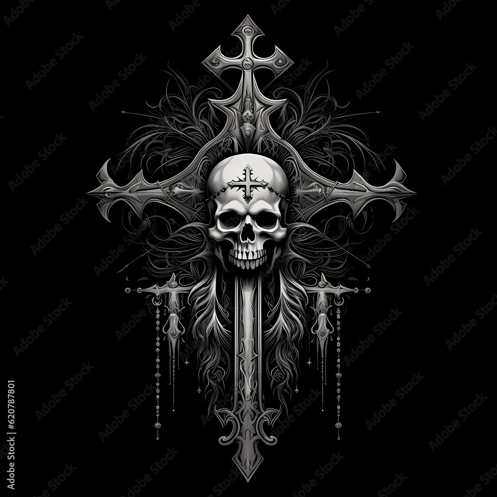 Wall mural skull and Cross symbol Illustration