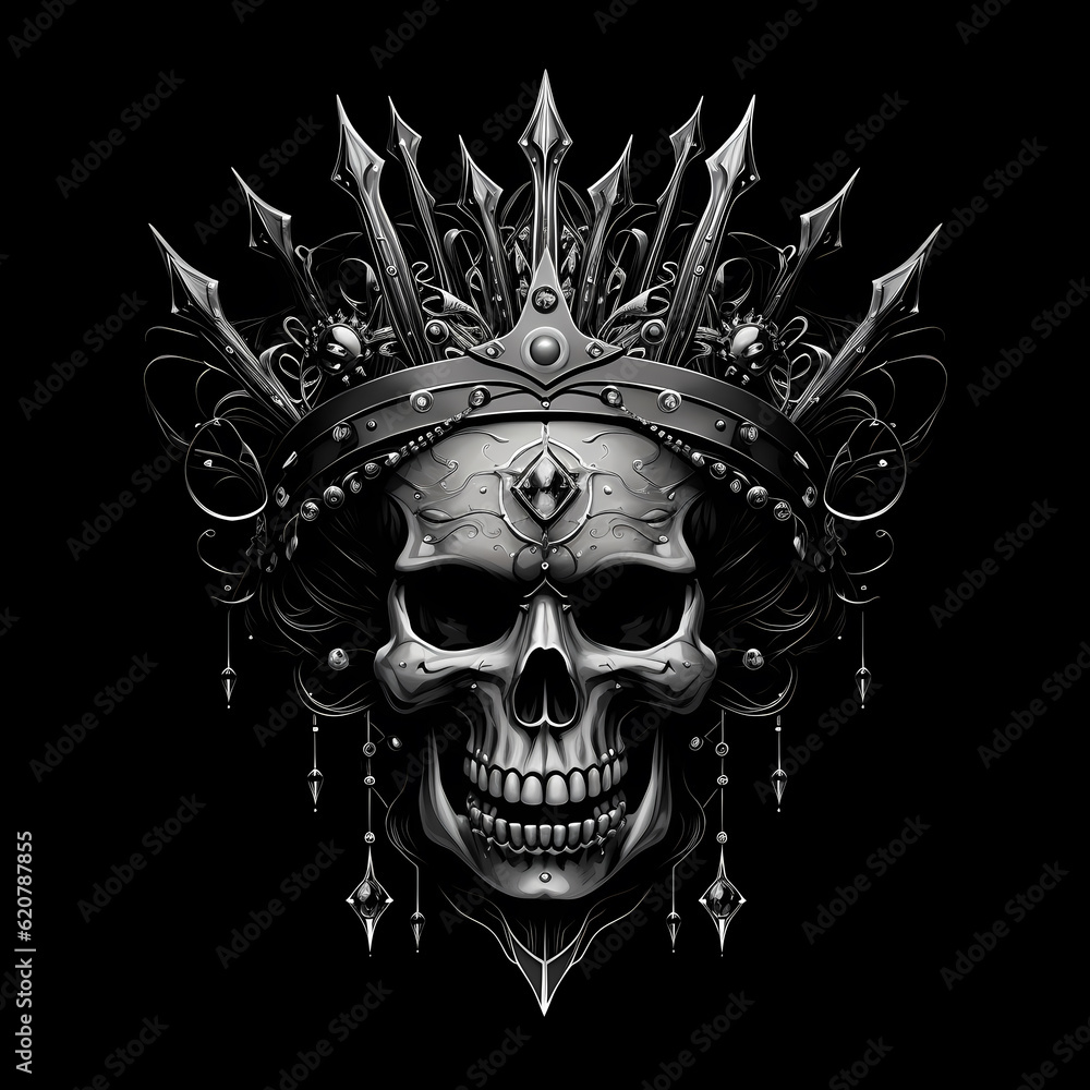 Wall mural skull wearing a crown illustration 