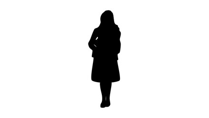 girl with books, silhouette