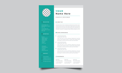 Professional CV resume template design. Business layout vector clean for job applications. In A4 size.