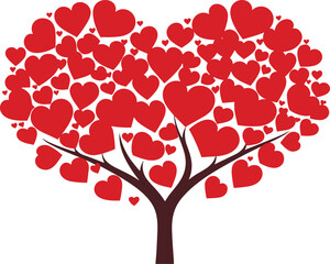 Obraz na płótnie Canvas love shaped tree with love symbols illustration on isolated background
