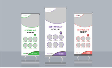 Vector  restaurant menu food menu food roll up banner design for restaurant