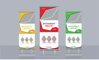 Vector  restaurant menu food menu food roll up banner design for restaurant