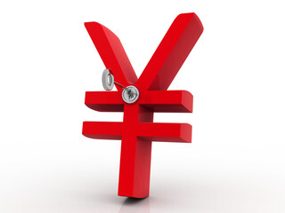 Obraz premium 3d illustration Yen Symbol sign protected key