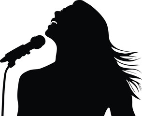 silhouette of a woman singing illustration on isolated background