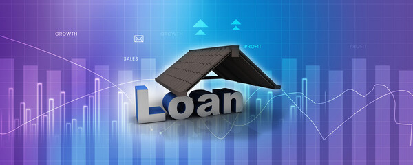 3D rendering house loan concept

