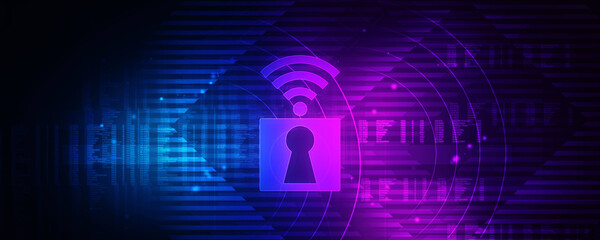 2d illustration WIFI symbol with lock