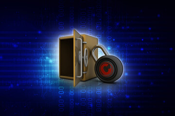 Naklejka premium3d illustration copyright symbol concept with locker