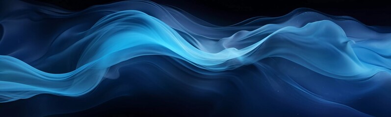 Fluid Movement - translucent blue waves on black