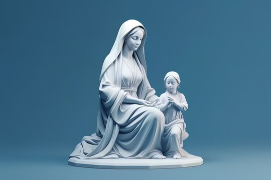 Statue of the Orthodox Virgin Mary with the Child AI