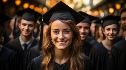 Naklejka premium group of students in graduation cap