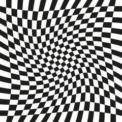 Black and white checkered optical illusion - vector.