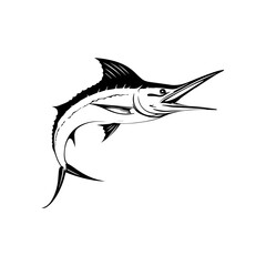 Silhouette of a sea fish, vector art, isolated on white background, vector illustration.