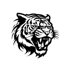 Angry tiger Roaring vector art, logo, isolated in white background, vector illustration.