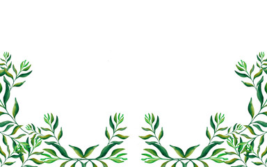abstract leaves. Banner from beautiful green branches on a white background. Banner for your design