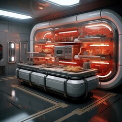 Obraz na płótnie Canvas Sci-fi kitchen of the future