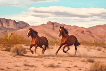 a pair of horses running