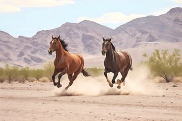 Fototapeta na wymiar a pair of horses running
