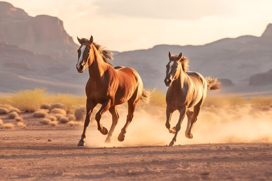 a pair of horses running