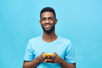 smile man background technology smiling phone mobile young african black happy guy