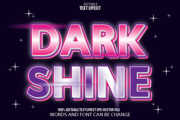 Dark Shine Editable Text Effect 3D Modern Style